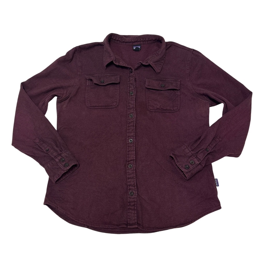Patagonia Womens Organic Cotton Button Down Shirt Burgundy Plum STY53916 L